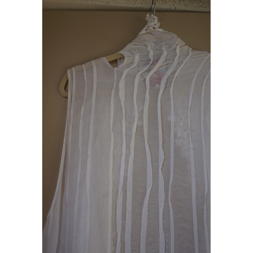 Johnny Was long duster crochet lace trim Pintuck Boho Festival Layering Vest L - Picture 11 of 12